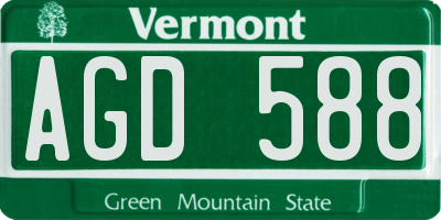 VT license plate AGD588