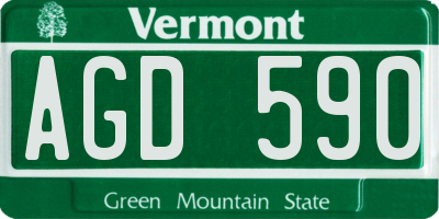 VT license plate AGD590