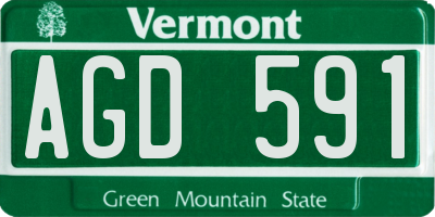 VT license plate AGD591