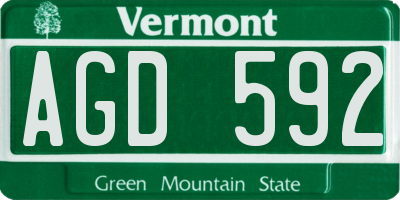 VT license plate AGD592
