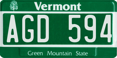 VT license plate AGD594