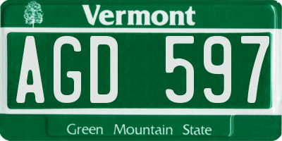 VT license plate AGD597