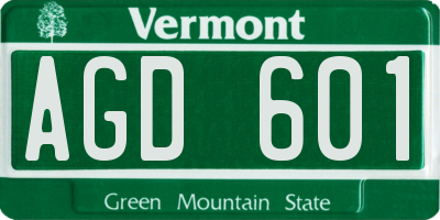 VT license plate AGD601