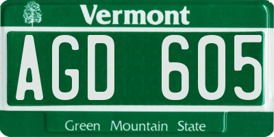 VT license plate AGD605
