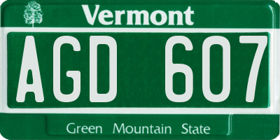 VT license plate AGD607