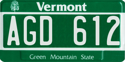 VT license plate AGD612