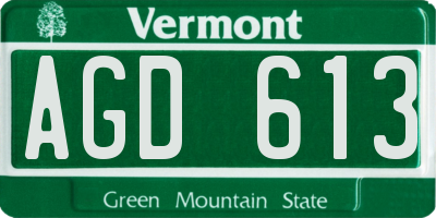 VT license plate AGD613