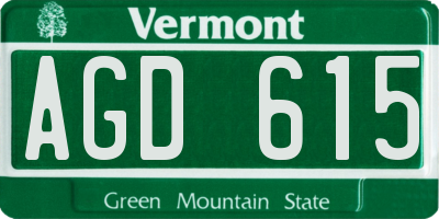 VT license plate AGD615