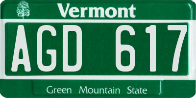 VT license plate AGD617