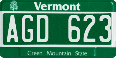 VT license plate AGD623