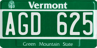 VT license plate AGD625