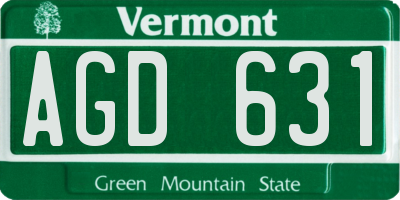 VT license plate AGD631