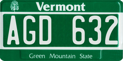 VT license plate AGD632