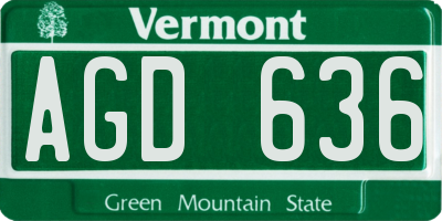 VT license plate AGD636