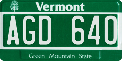VT license plate AGD640