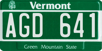 VT license plate AGD641