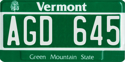 VT license plate AGD645