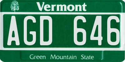 VT license plate AGD646