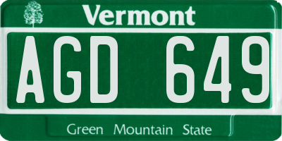 VT license plate AGD649