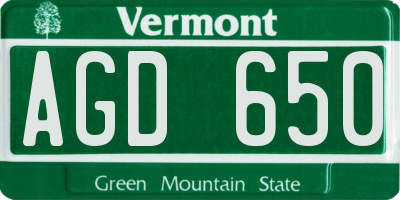 VT license plate AGD650