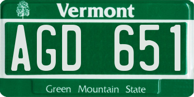 VT license plate AGD651