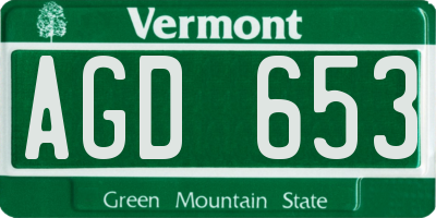 VT license plate AGD653