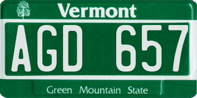 VT license plate AGD657