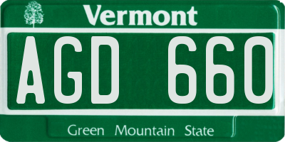 VT license plate AGD660
