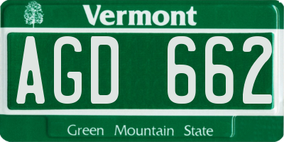 VT license plate AGD662