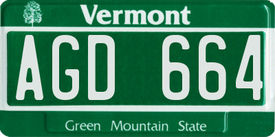 VT license plate AGD664