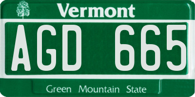 VT license plate AGD665