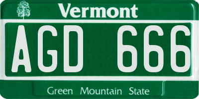 VT license plate AGD666
