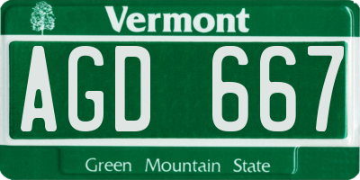 VT license plate AGD667