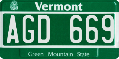 VT license plate AGD669