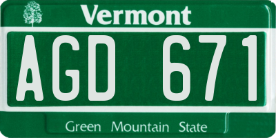 VT license plate AGD671