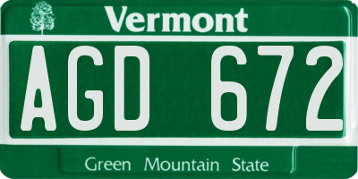 VT license plate AGD672