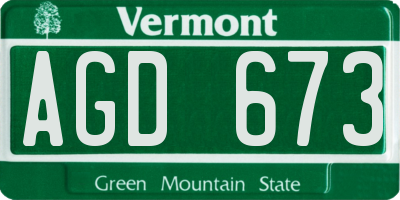 VT license plate AGD673