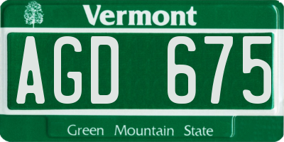VT license plate AGD675