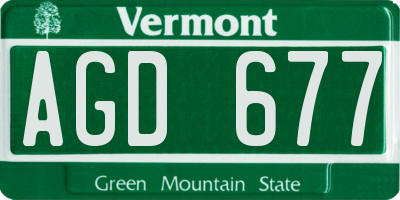 VT license plate AGD677