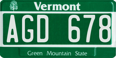 VT license plate AGD678