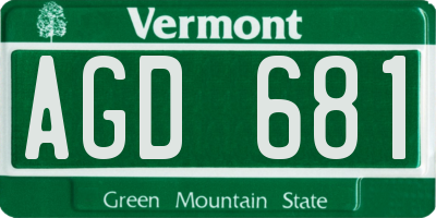 VT license plate AGD681