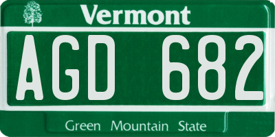 VT license plate AGD682