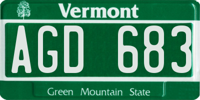 VT license plate AGD683