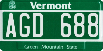 VT license plate AGD688