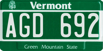 VT license plate AGD692