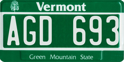 VT license plate AGD693