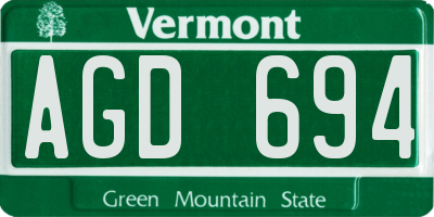 VT license plate AGD694
