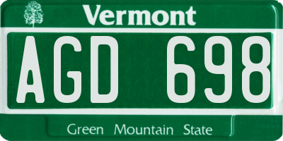 VT license plate AGD698