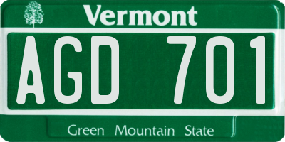 VT license plate AGD701