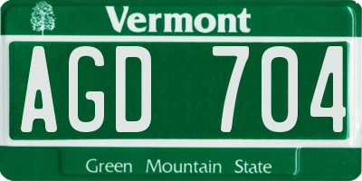VT license plate AGD704